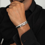 Rayhan - Gevlochten groene leren armband met sterlingzilver 5,5 mm