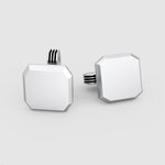 Hayel sterling silver matt finish cufflink's front view from Ninetwofive.