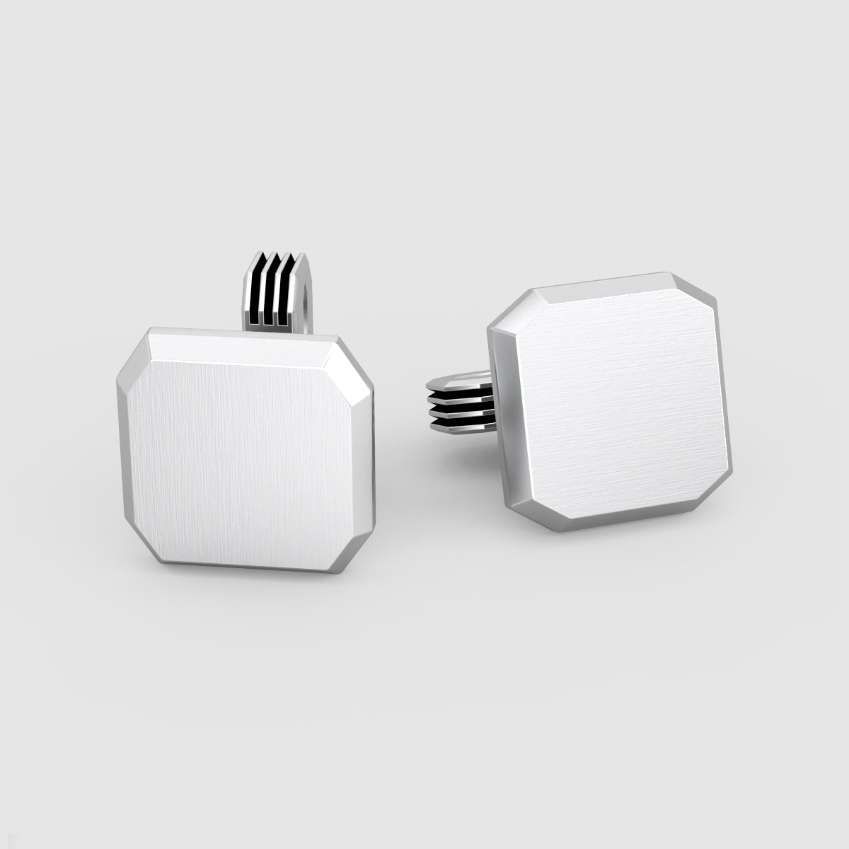 Hayel sterling silver matt finish cufflink's front view from Ninetwofive.