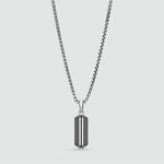 Front view of Kaliq oxidised sterling silver pendant for men by Ninetwofive