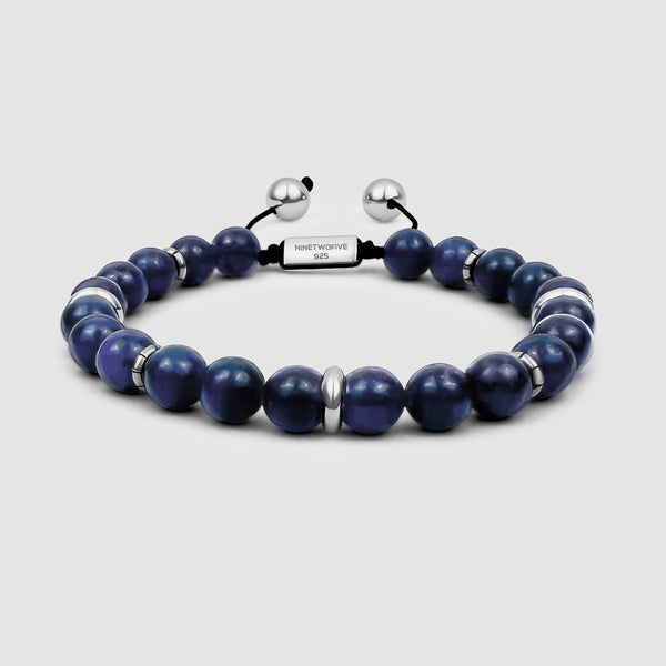 8mm Lapis Lazuli beaded spiritual bracelet stainless steel clasp by  Taormina Jewelry