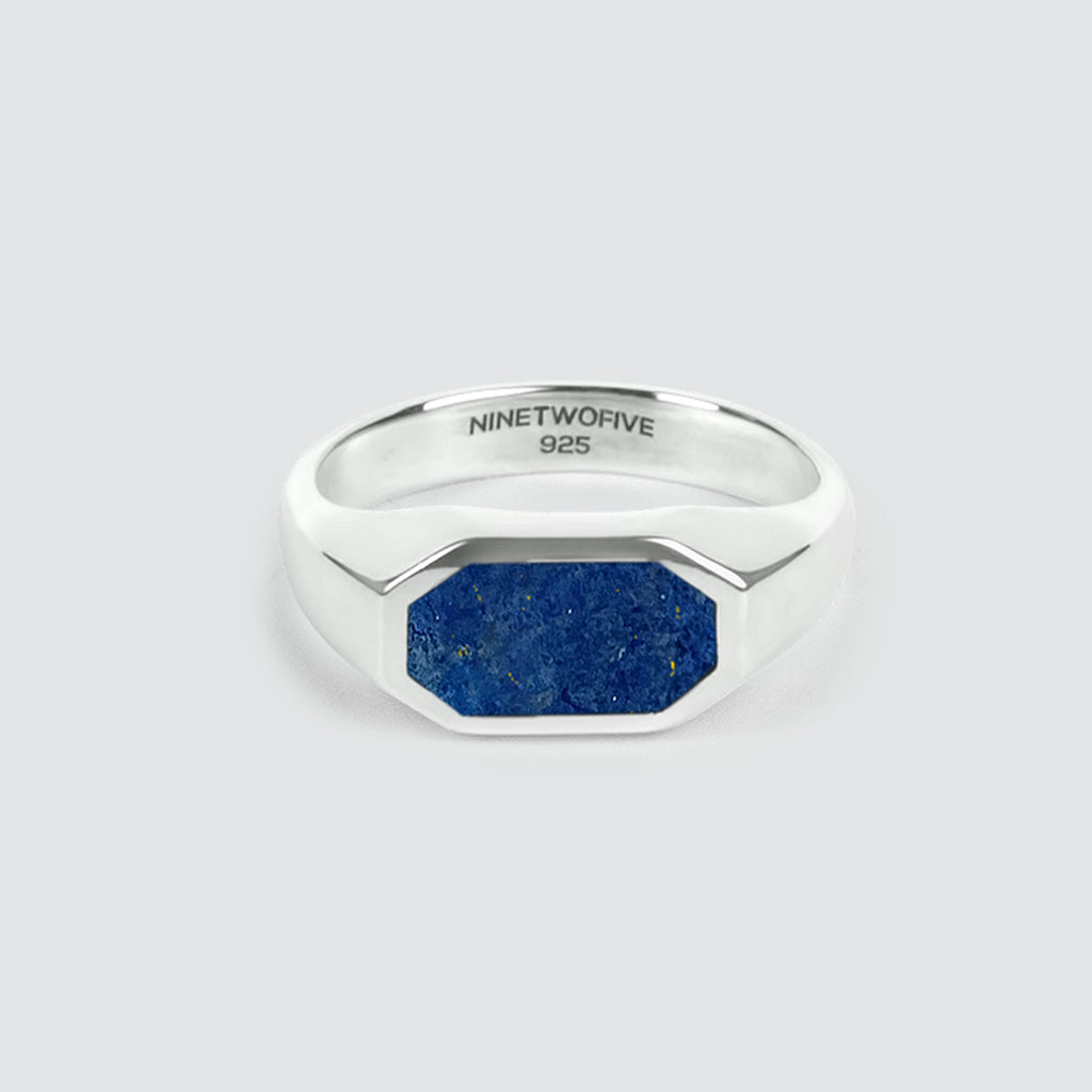 The Rafiq - Elegant Lapis Lazuli Signet Ring in sterling silver.
