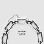 Close-up of the Aqwas men’s sterling silver bracelet by Ninetwofive, highlighting the area available for free engraving.