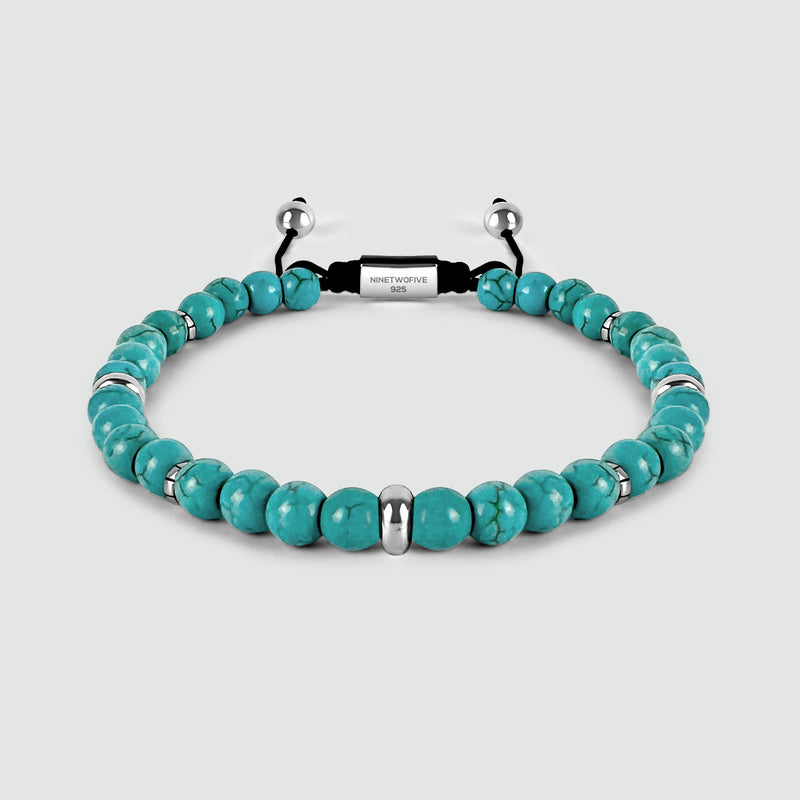 Nuri – Verstellbares Armband Turquoise in Silber, 6 mm
