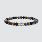 Limited edition Father’s Day bracelet with blue lace agate, tiger eye, black agate and hematite beads