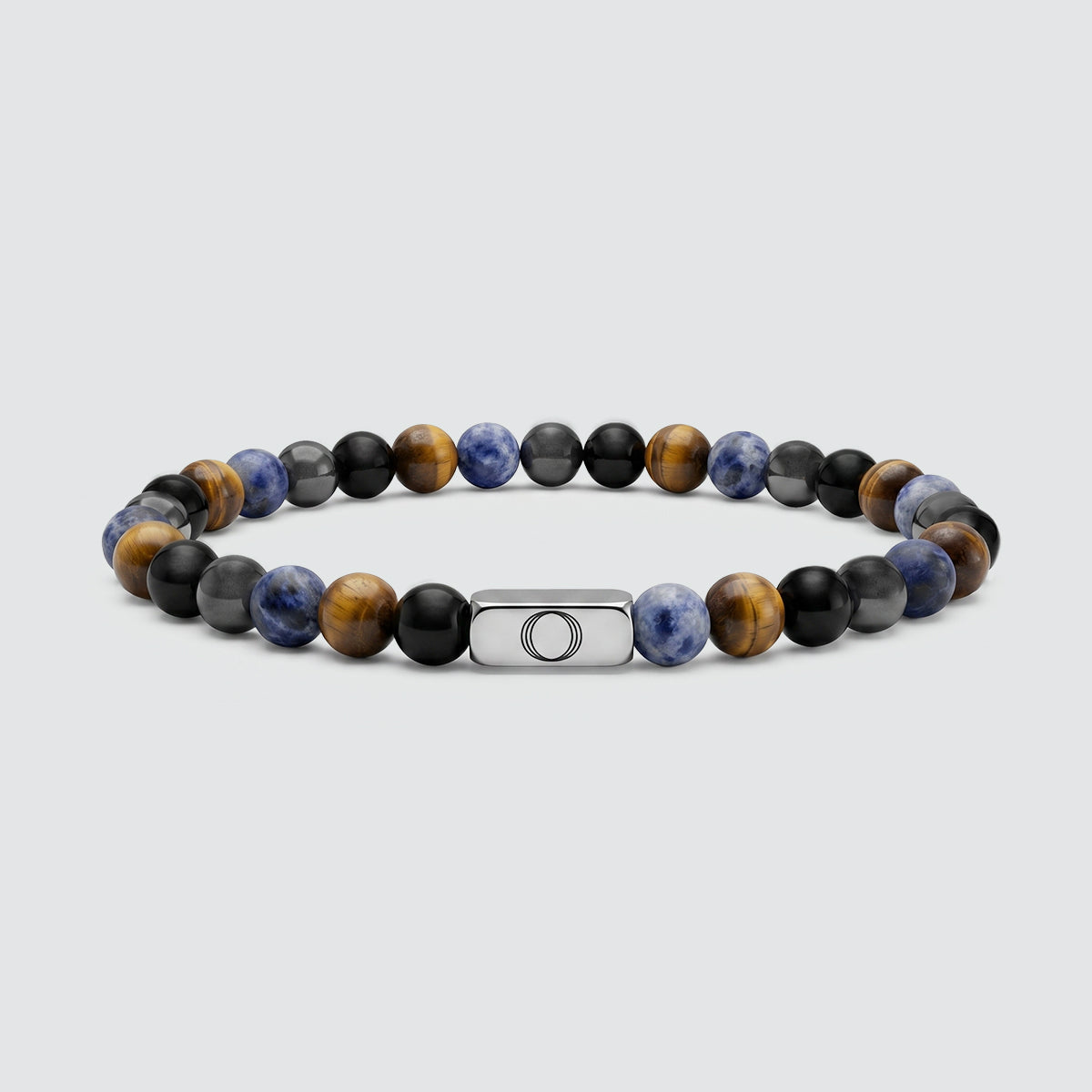 Limited edition Father’s Day bracelet with blue lace agate, tiger eye, black agate and hematite beads