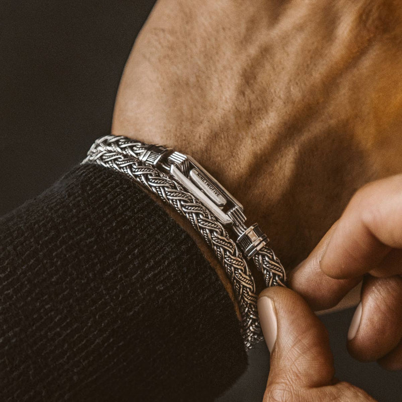 Rasim - Zilveren gevlochten zeshoekige armband 6 mm - NineTwoFive