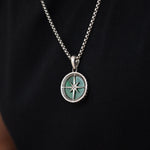 Safar - Sterling Silver Malachite Compass Pendant - NineTwoFive