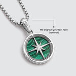 Safar - Sterling Silver Malachite Compass Pendant - NineTwoFive