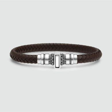 Mirnes - Genuine Dark Brown Leather Bracelet with Sterling Silver 7mm