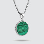Safar - Sterling Silver Malachite Compass Pendant - NineTwoFive
