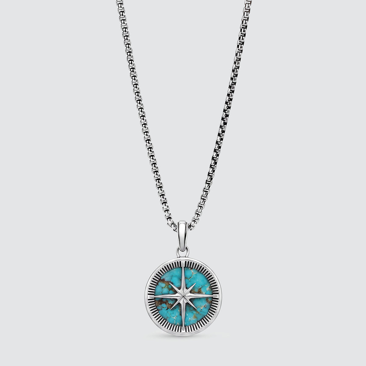 Safar - Sterling Silver Turquoise Compass Pendant - NineTwoFive