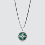Safar - Sterling Silver Malachite Compass Pendant - NineTwoFive