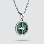 Safar - Sterling Silver Malachite Compass Pendant - NineTwoFive
