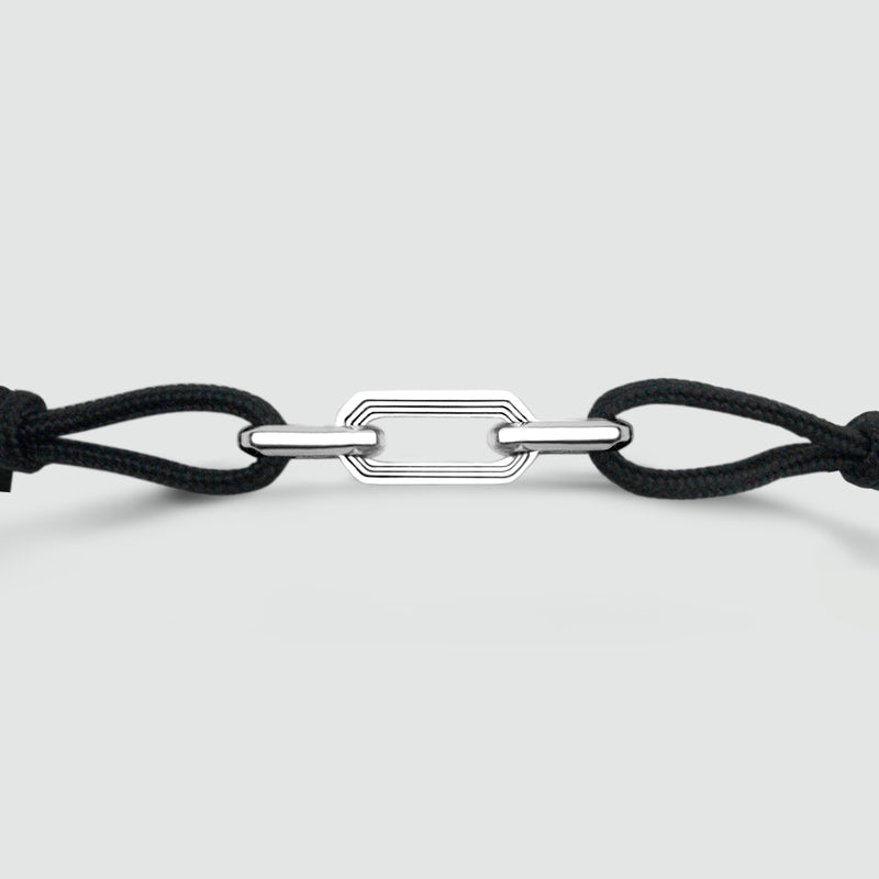 Aarif – Zwarte armband met schakels van touw - NineTwoFive
