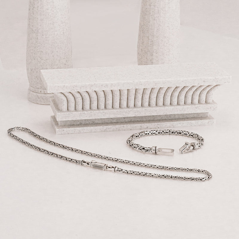 Ramsi - Cavetto Sterling Silver Byzantine Chain Necklace 3.5 mm - NineTwoFive