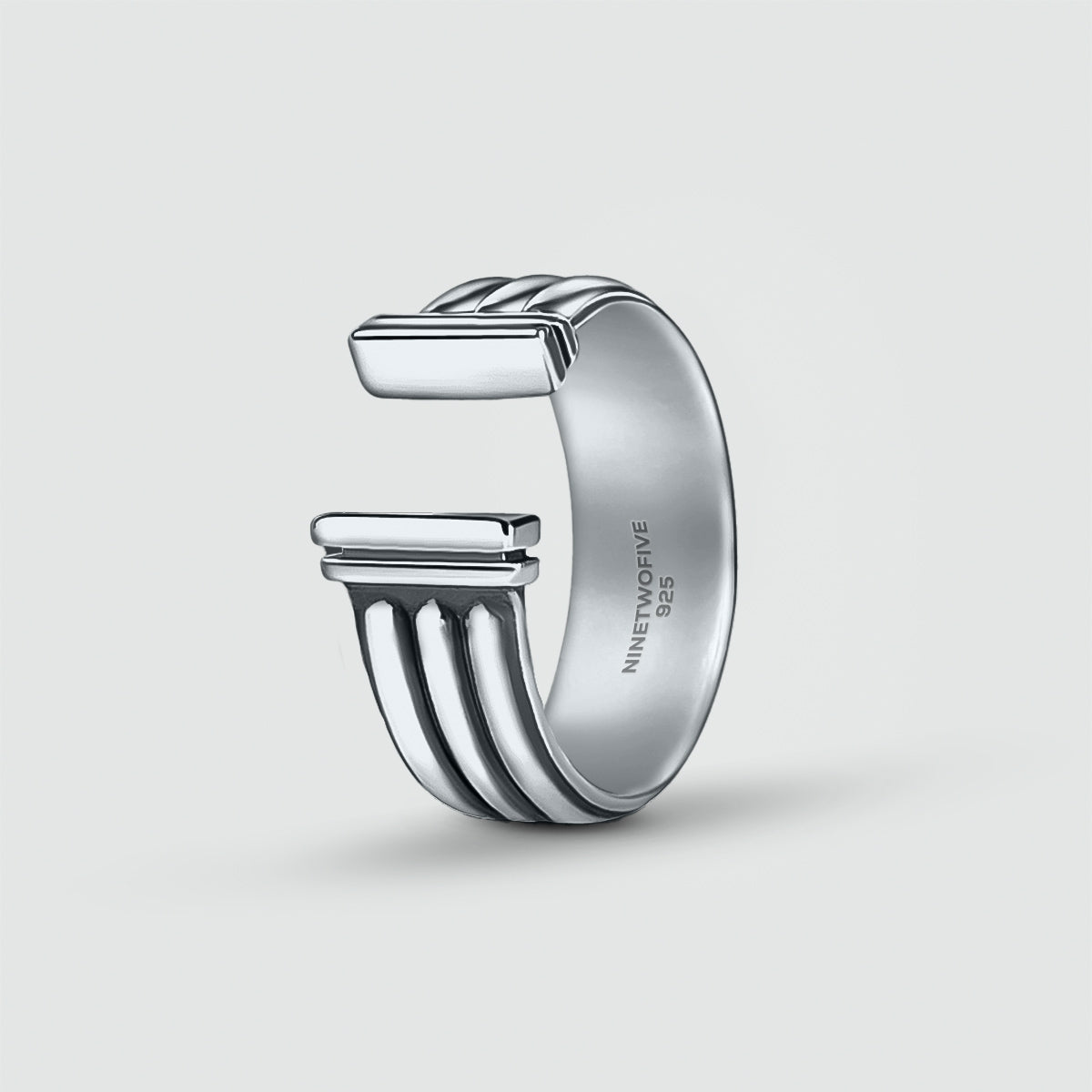 Mateen - Geoxideerd Sterling Zilver Bangle Ring 10mm