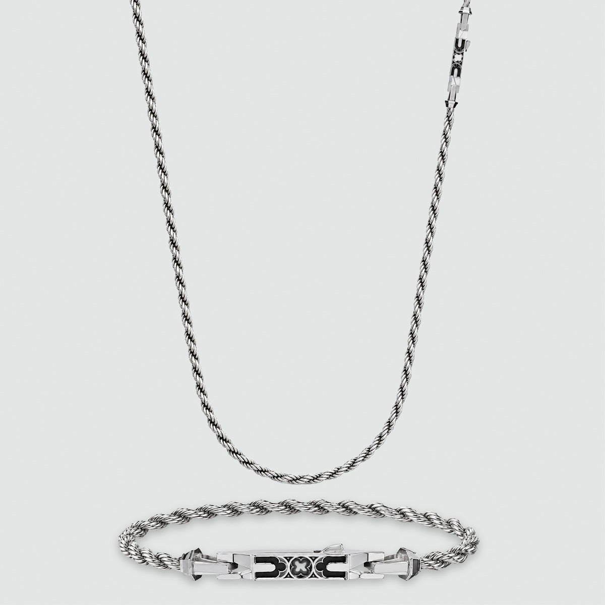 Munir rope chain and bracelet set in 925 sterling silver