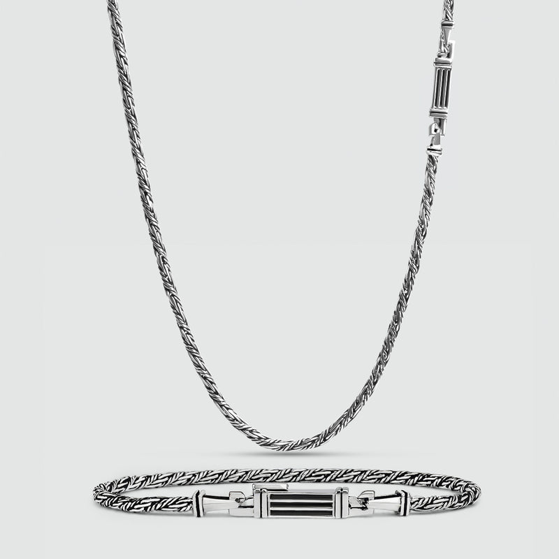 Nadir gedraaide touwketting en armband - set