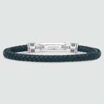 Razin - Braided Navy Blue Leather Bracelet with Sterling Silver 5.5mm - Back View - NineTwoFive