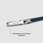 Razin - Braided Navy Blue Leather Bracelet with Sterling Silver 5.5mm - Engraving Detail - NineTwoFive