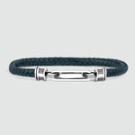 Razin - Braided Navy Blue Leather Bracelet with Sterling Silver 5.5mm - Front View - NineTwoFive