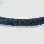 Razin - Braided Navy Blue Leather Bracelet with Sterling Silver 5.5mm - Leather Detail - NineTwoFive