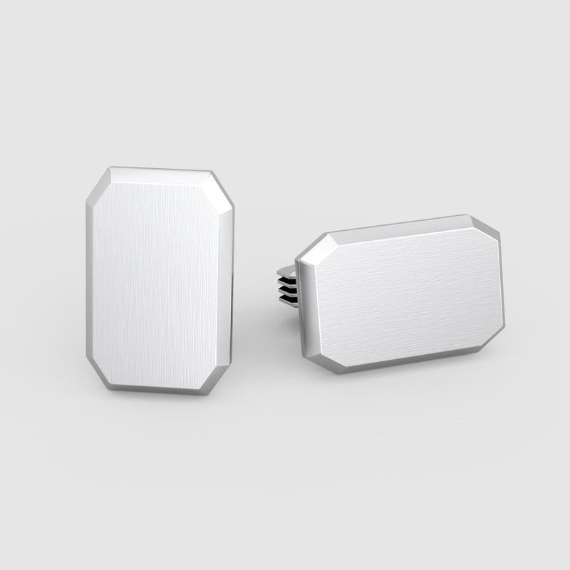 Vue de face des boutons de manchette homme Nayel en argent 925 finition mate de Ninetwofive