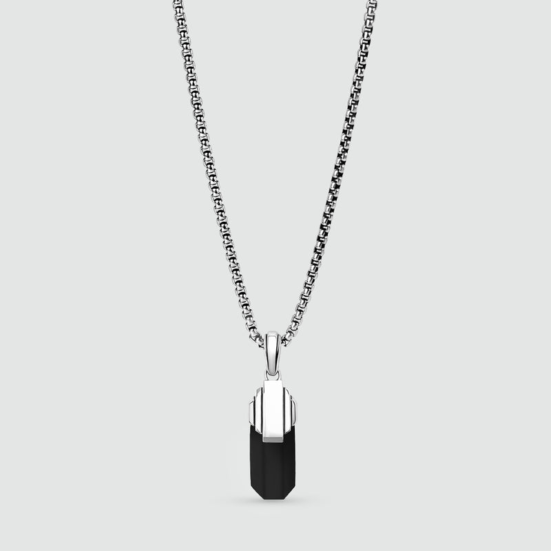 Tahsin - Art Deco-hanger van zilver en zwarte onyx