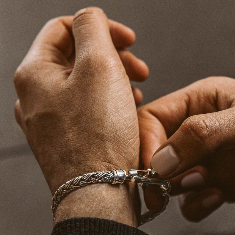 Rasim - Zilveren gevlochten zeshoekige armband 6 mm - NineTwoFive