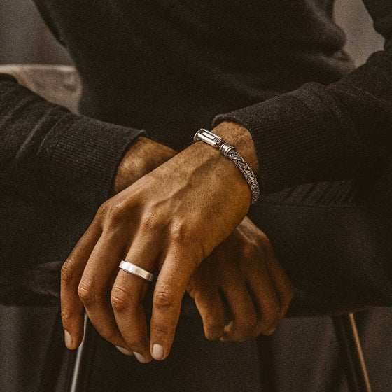 Rasim - Zilveren gevlochten zeshoekige armband 6 mm - NineTwoFive