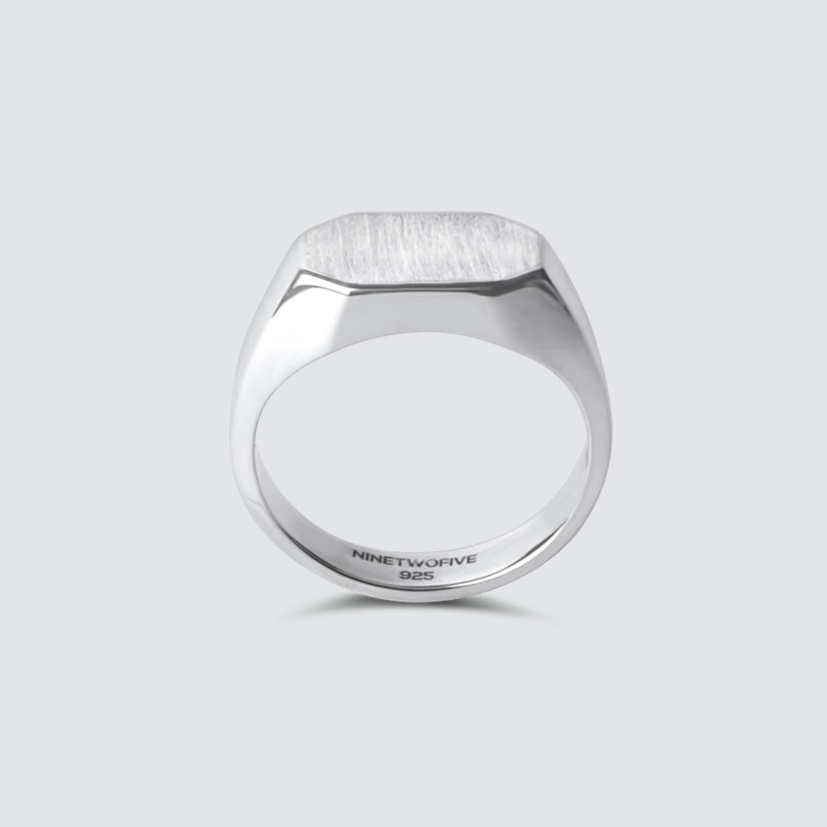Tariq - Matte Brushed Silver Signet Ring 7mm