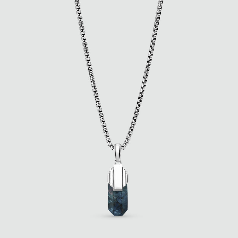 Tahrir - Art Deco-hanger van zilver en blauwe pietersiet