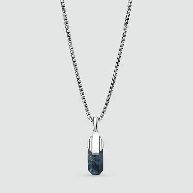 Tahrir - Art Deco Silver Blue Pietersite Pendant