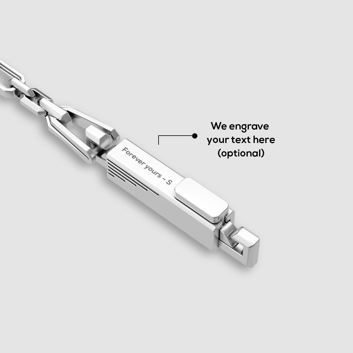 Qaws 925 sterling silver chain link with engraved option on the lock. Ninetwofive