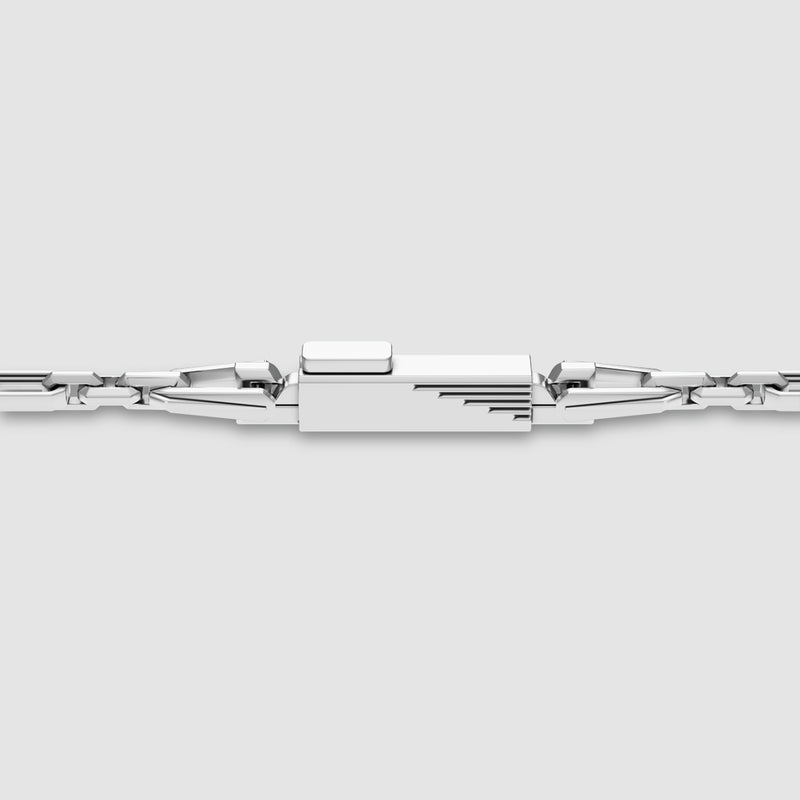 Side view of Qaws 925 sterling silver chain lock. Ninetwofive
