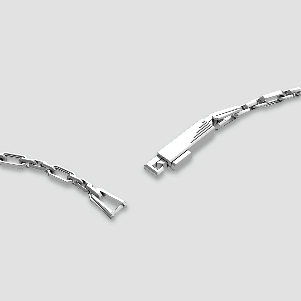 Qaws 925 sterling silver chain link for men with an open lock. Ninetwofive