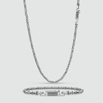 Front view of ramsi mens silver bracelet and chain from Ninetwofive.