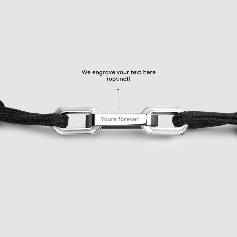 Aarif – Zwarte armband met schakels van touw - NineTwoFive