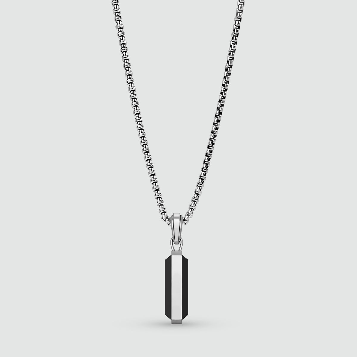 Samir sterling silver black onyx pendant for men front view from Ninetwofive. 