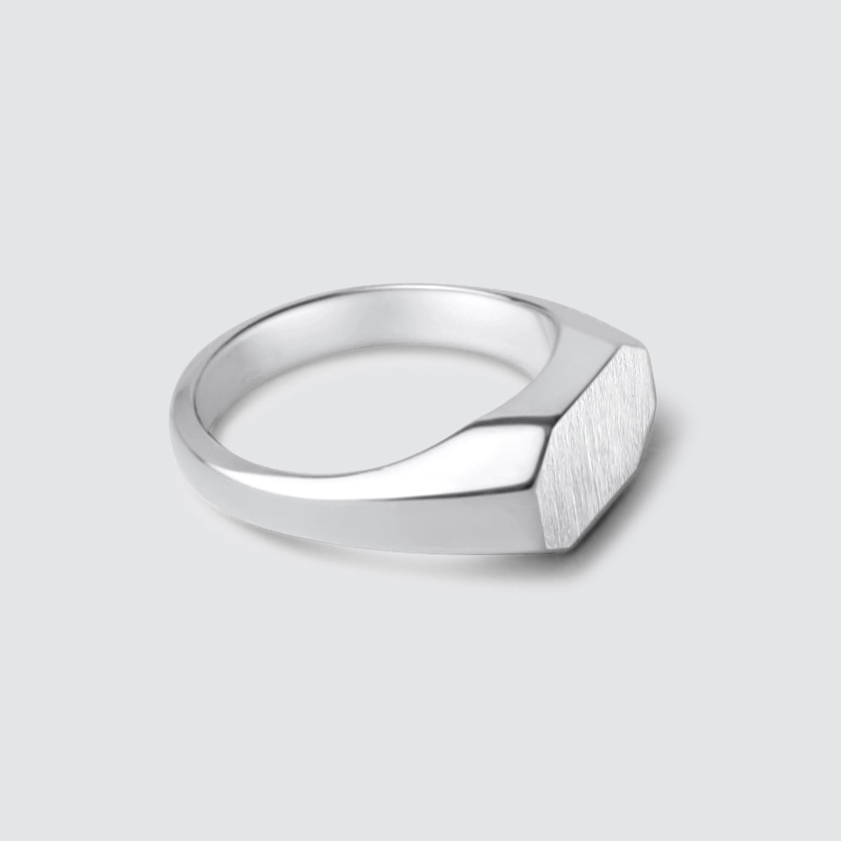 Tariq - Matt Brushed Silver Signet Ring 7mm – NineTwoFive