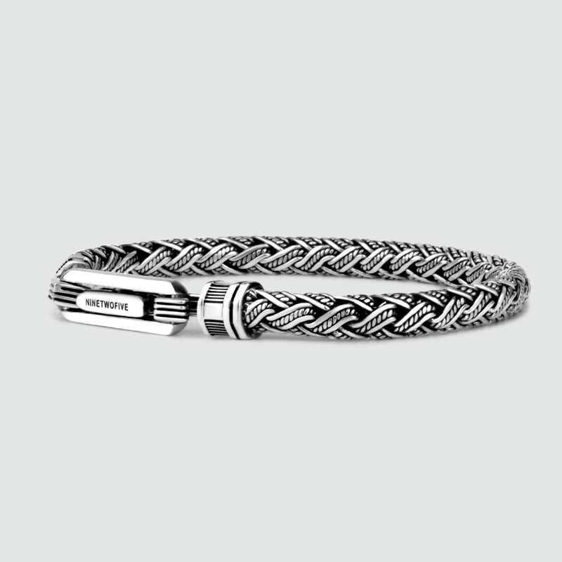 Rasim - Zilveren gevlochten zeshoekige armband 6 mm - NineTwoFive