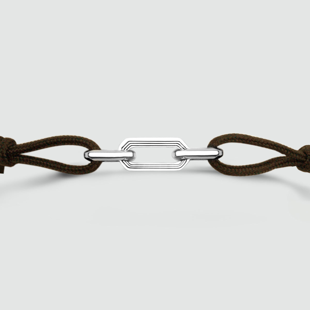 Aazim – Brown Rope Chain Link Bracelet – sterling silver chain link detail - NineTwoFive