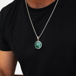 Safar - Sterling Silver Malachite Compass Pendant - NineTwoFive