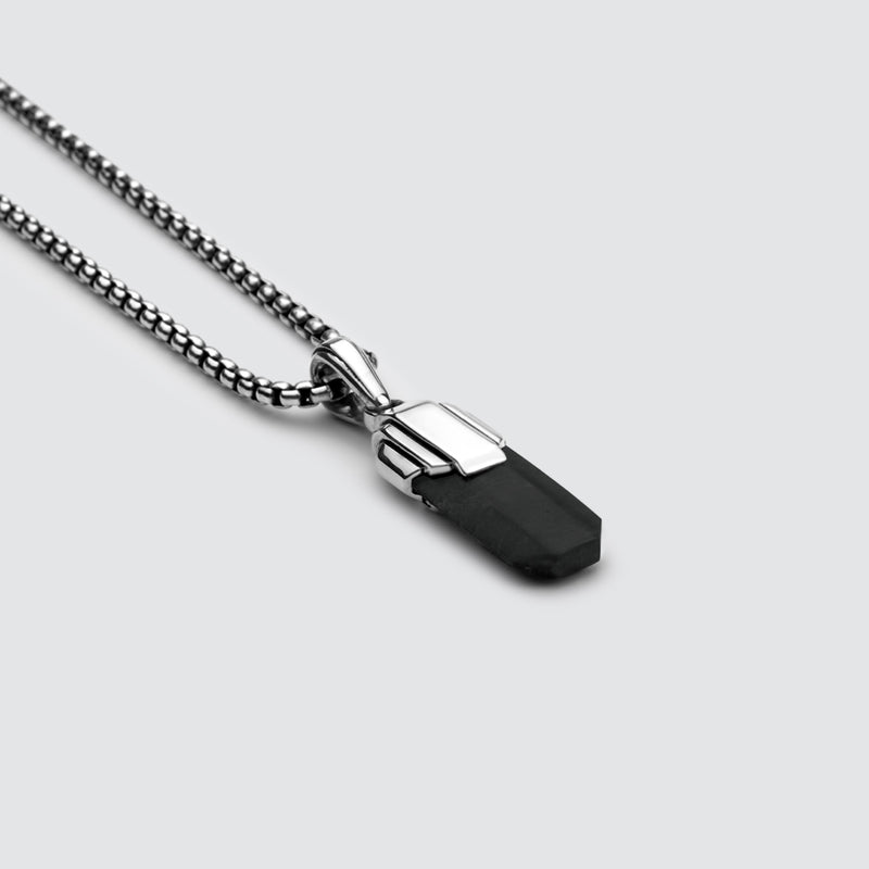 Tahsin - Art Deco Silver Black Onyx Pendant - NineTwoFive
