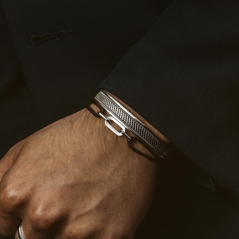 Aarif – Zwarte armband met schakels van touw - NineTwoFive