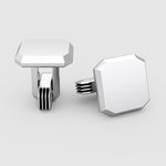 Showing the sterling silver men’s matt finish cufflinks clasp and front view of Hayel from Ninetwofive.