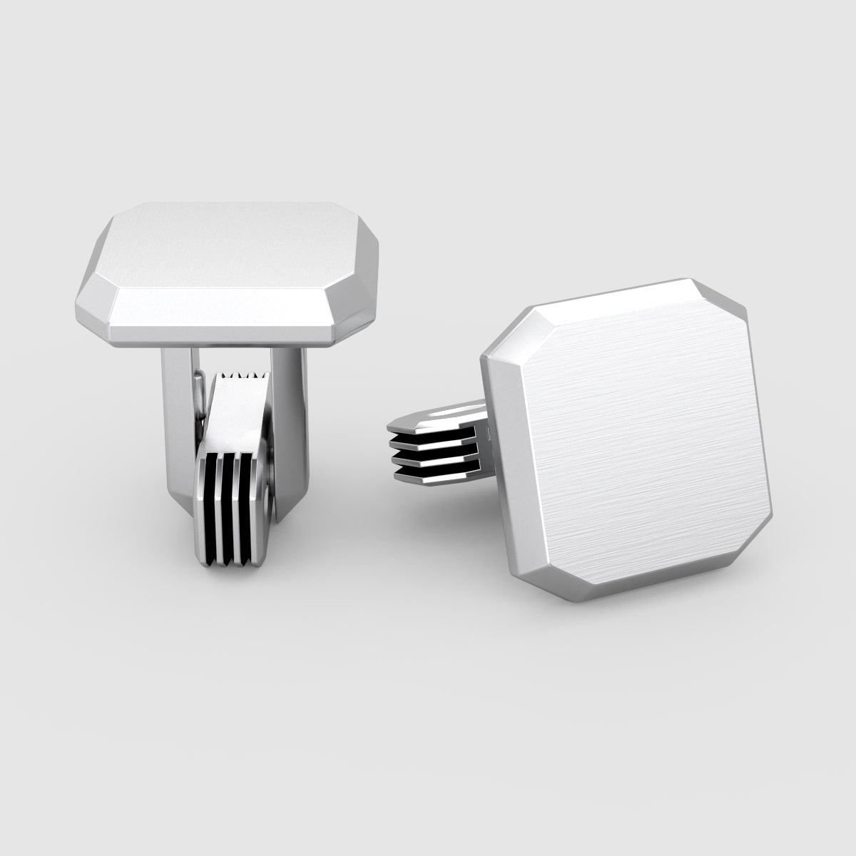 Showing the sterling silver men’s matt finish cufflinks clasp and front view of Hayel from Ninetwofive.