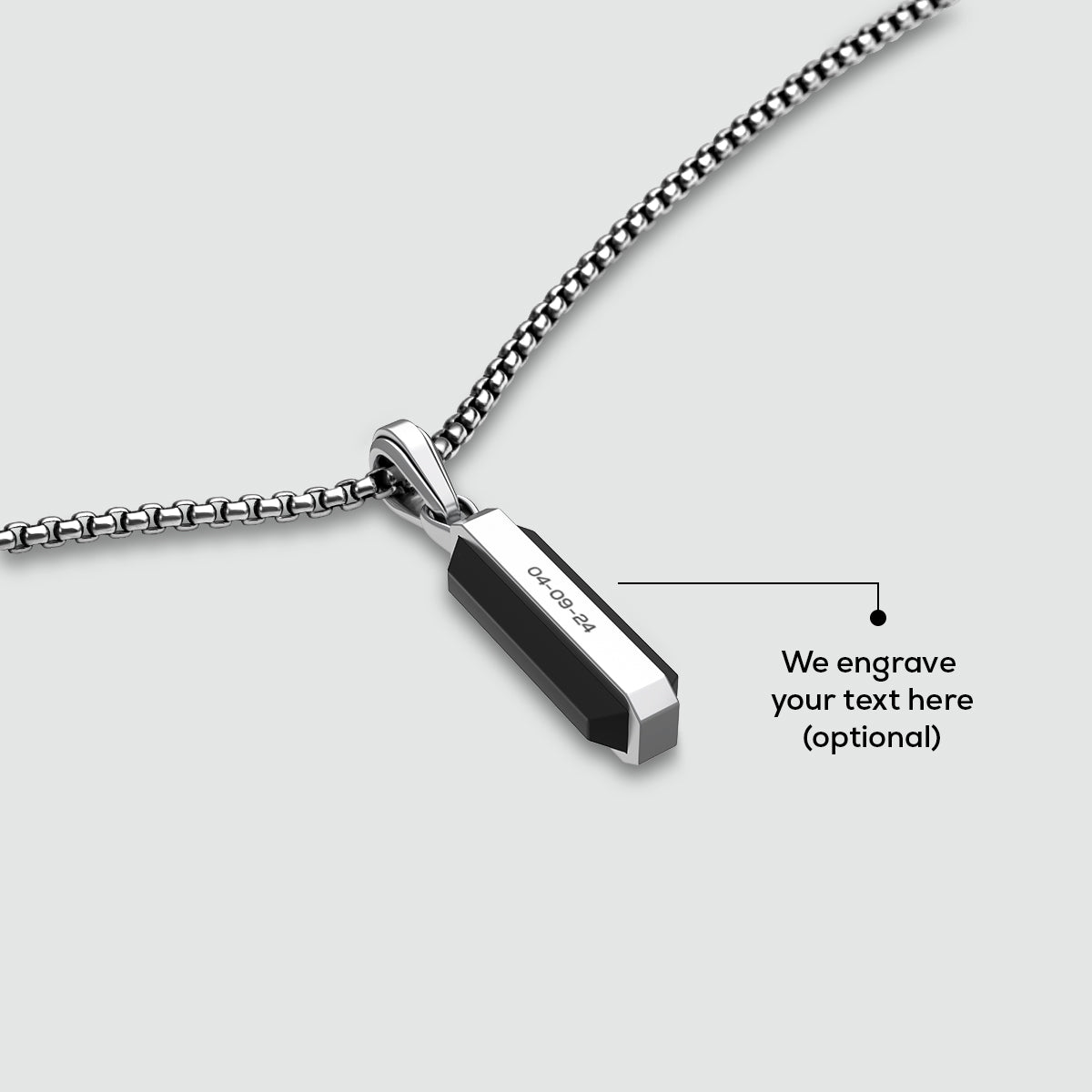 Samir sterling silver black onyx pendant for men with engraving option from Ninetwofive