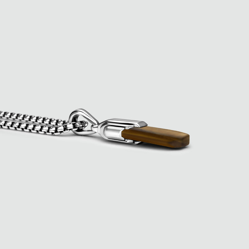 Tahqim - Art Deco Silver Tiger Eye Pendant - NineTwoFive